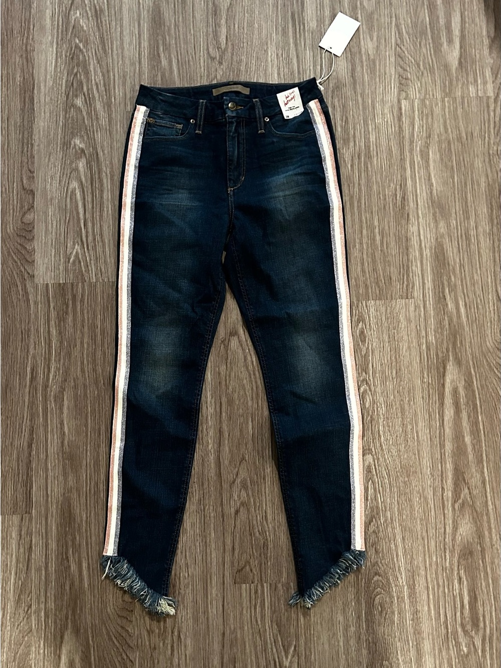 NWT Joe's Jeans Dark Blue High Rise Honey Jeans with White & Pink Side Stripes